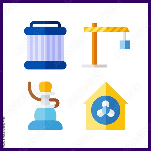 4 iron icon. Vector illustration iron set. winch and ventilation icons for iron works
