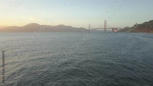 View from China Beach towards Golden Gate Bridge at sunset, San Francisco, California, United States of America, North America