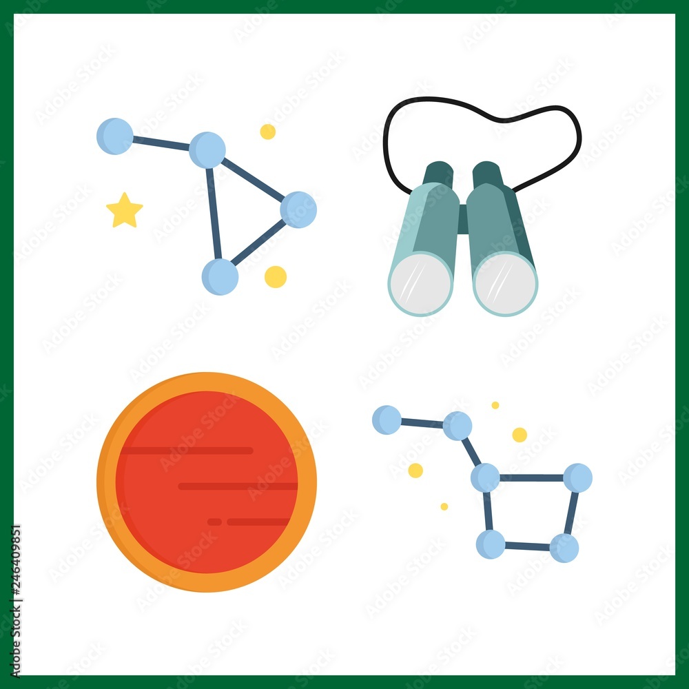 4 telescope icon. Vector illustration telescope set. constellation and planet icons for telescope works 4 telescope icon. Vector illustration telescope set. constellation and planet icons for telescope works