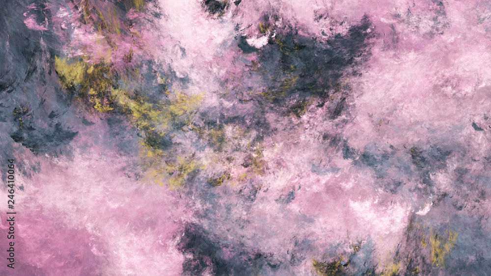 Abstract grey and rose fantastic clouds. Fractal background. 3d rendering.