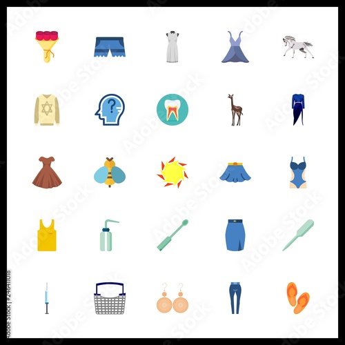 25 beauty icon. Vector illustration beauty set. sandal and test tubes brush icons for beauty works