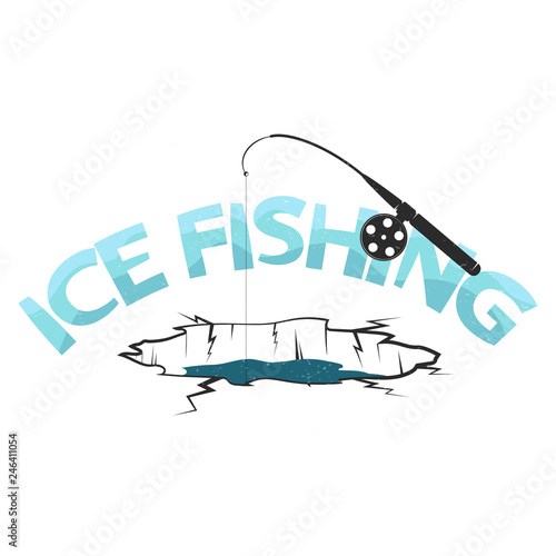 Ice fishing hole silhouette