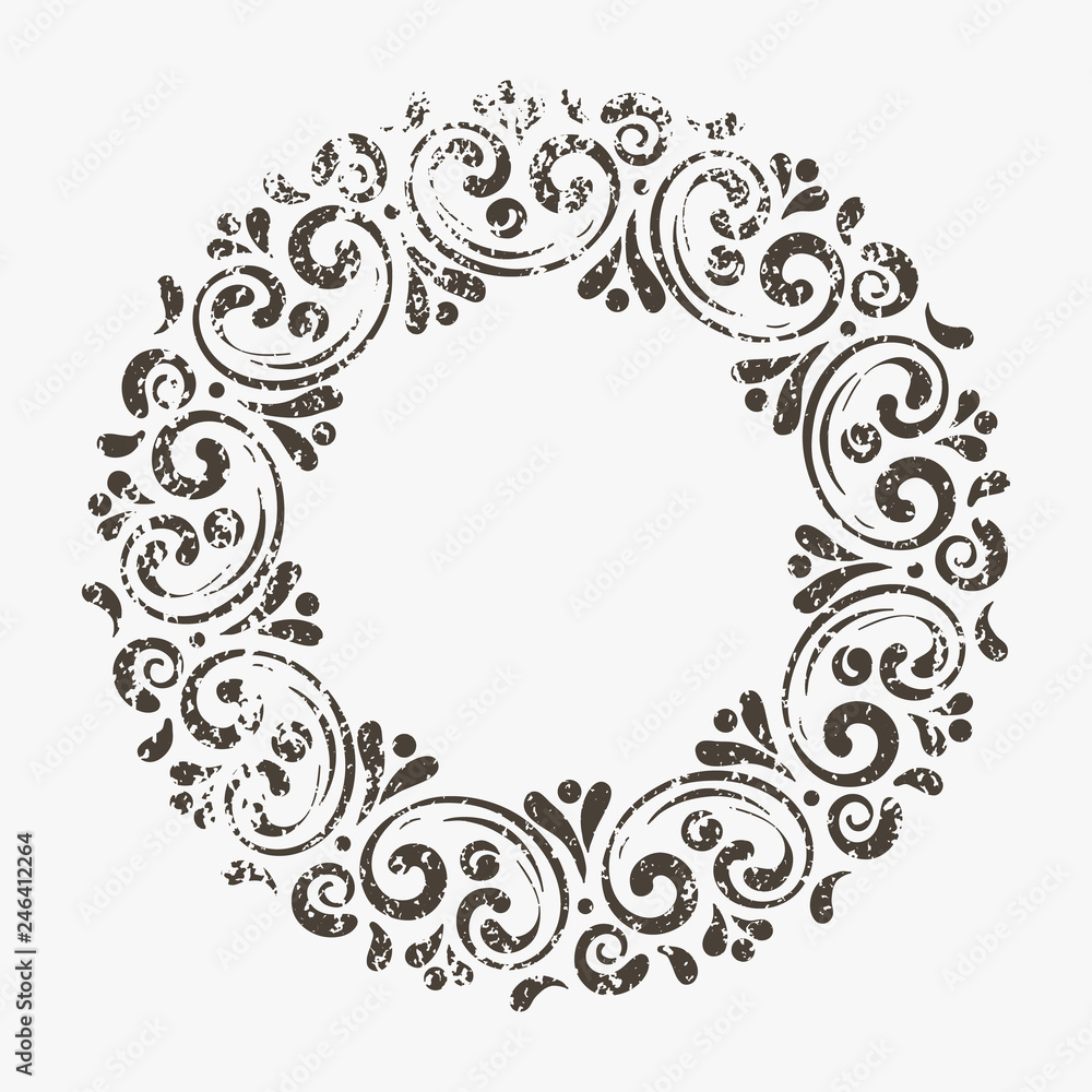 Elegant hand drawn retro floral frame