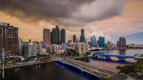 KAOHSIUNG, TAIWAN - MAY 04 2018: View of downtown Kaohsiung financial district on May 04, 2018 in Kaohsiung