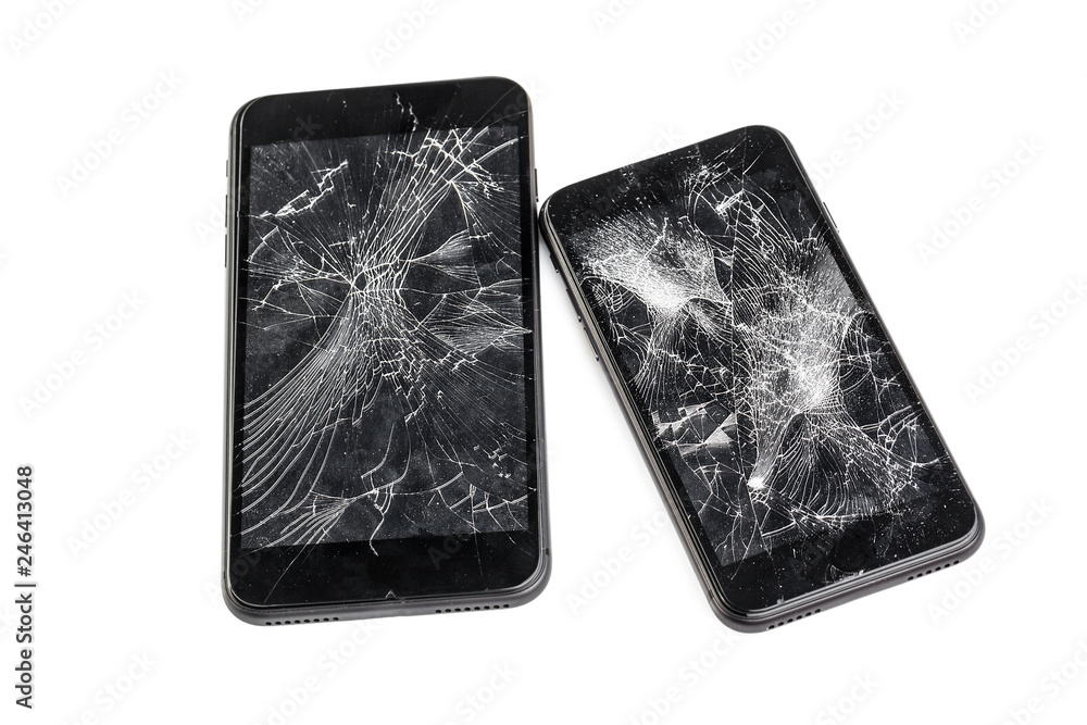 Mobile phone with broken screen Mobile phone with broken screen
