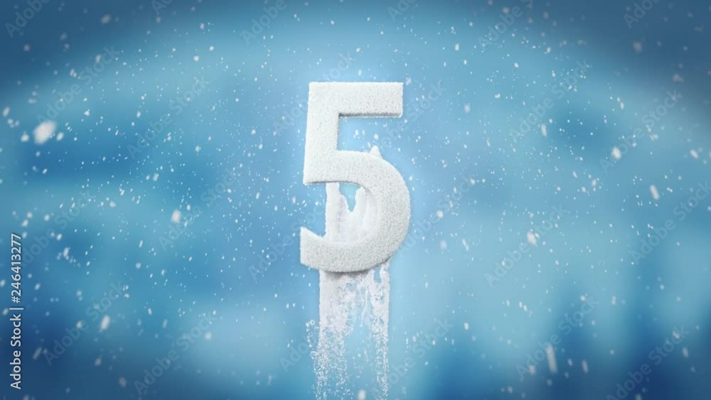 Concept of white ice numbers counting from ten to zero on blue background, winter countdown Concept of white ice numbers counting from ten to zero on blue background, winter countdown