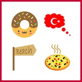 4 baked icon. Vector illustration baked set. donut and pizza icons for baked works