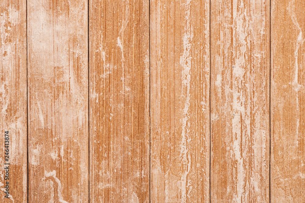 Fototapeta premium Natural and white wooden boards with texture as background. Directly above close up.