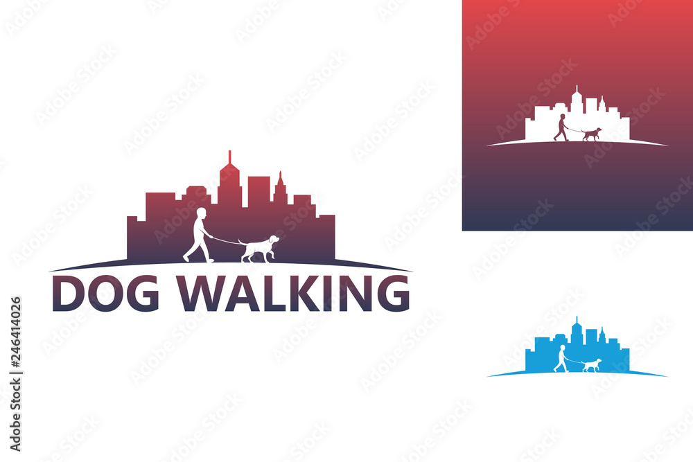 Dog Walking Logo Template Design Vector, Emblem, Design Concept, Creative Symbol, Icon