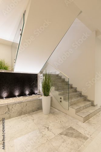 Modern marble staircase of luxury condominium