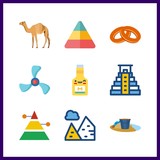 9 dry icon. Vector illustration dry set. bublik and pyramid icons for dry works