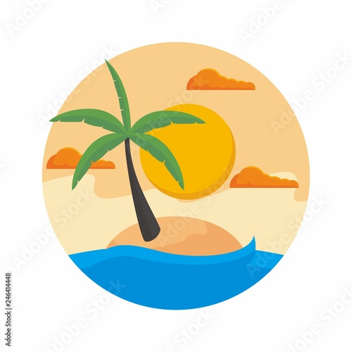 Island with palm tree vector illustration 