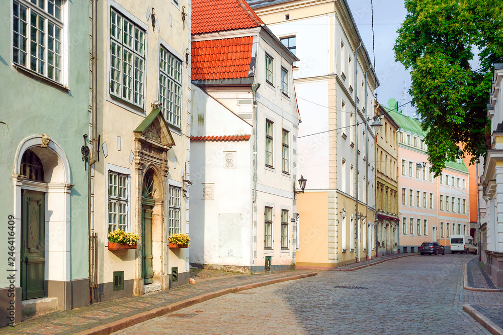 Riga, Latvia. cobbled old streets of the city of riga