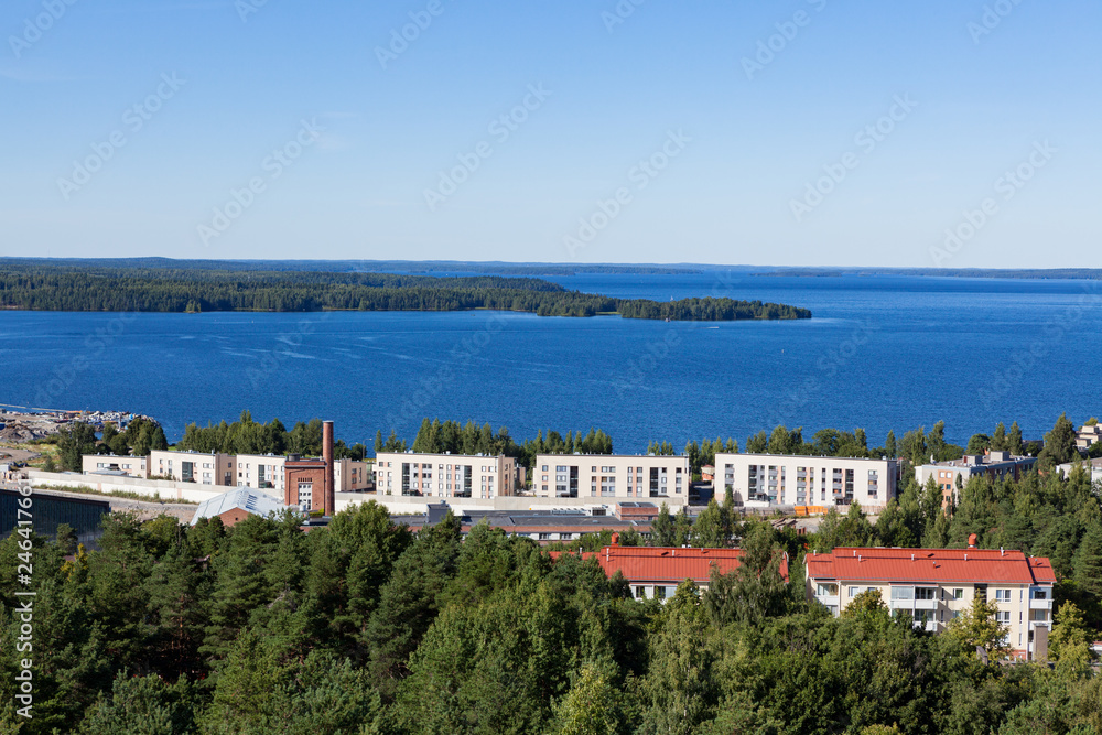 View of Tampere Finland taken at Pyynikki lookout tower at summer day