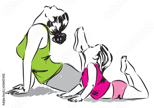  mother and child at yoga illustration