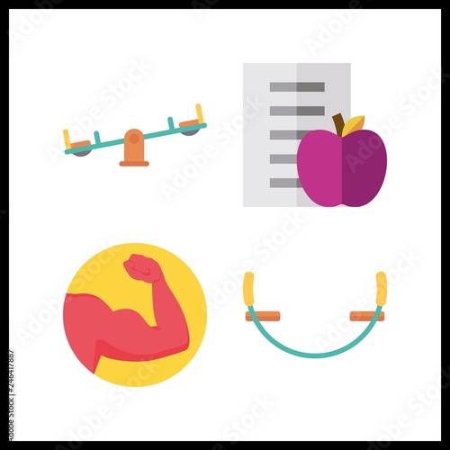 4 weight icon. Vector illustration weight set. diet and muscle icons for weight works