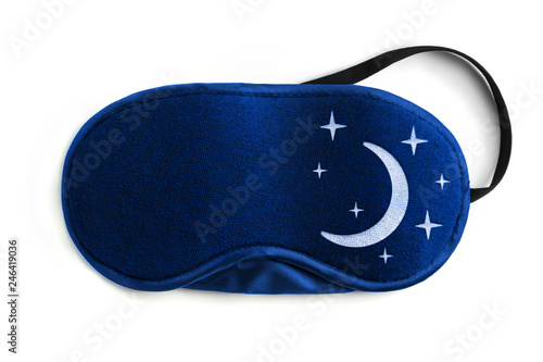 Dark blue sleeping eye mask, isolated on white background