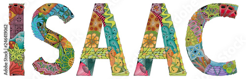 Male name Isaac. Vector decorative zentangle object
