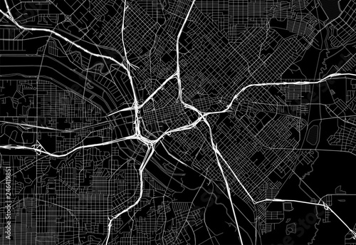 Black map of downtown Dallas, U.S.A