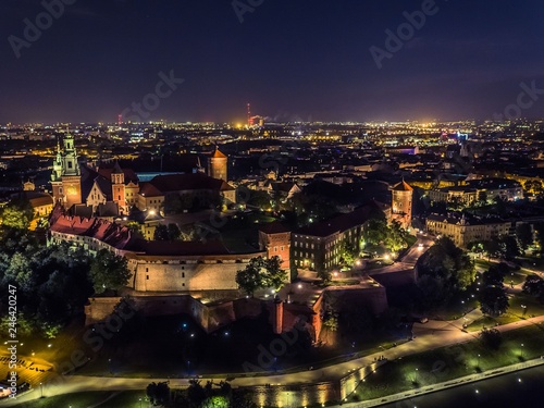 Obraz na płótnie Kraków Wawel nocą w salonie