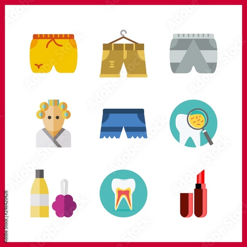 9 cosmetics icon. Vector illustration cosmetics set. tooth and teeth icons for cosmetics works