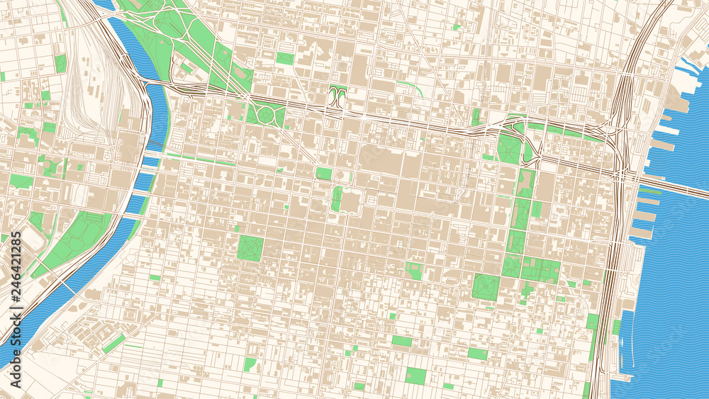 Obraz premium Street map of Philadelphia, Pennsylvania