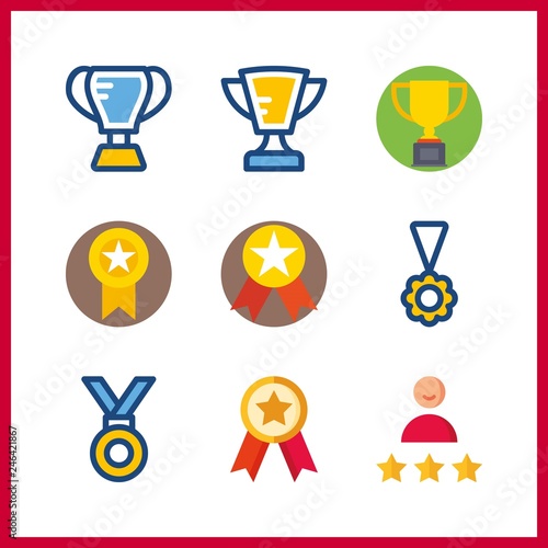 9 best icon. Vector illustration best set. medal and customer icons for best works