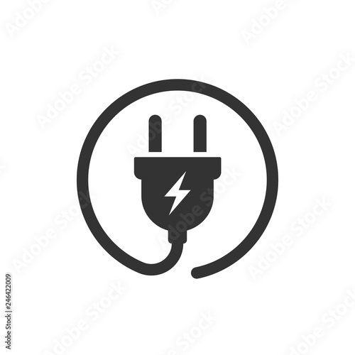 Plug vector icon. Power wire cable flat icon illustration