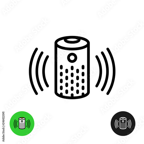 Voice assistant icon. Wireless speaker line symbol