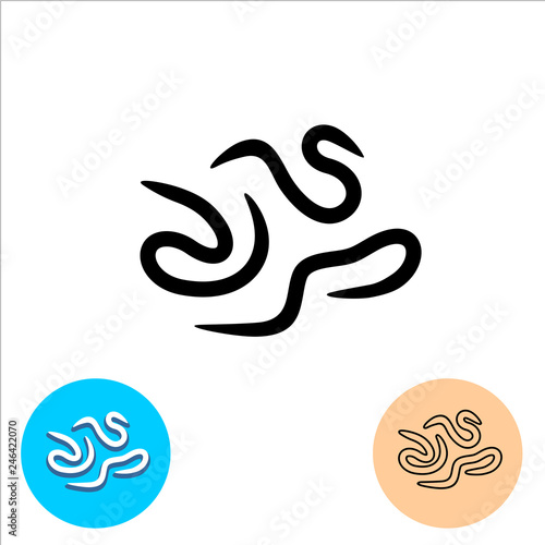 Worms intestinal parasites icon. Helminths black symbol.