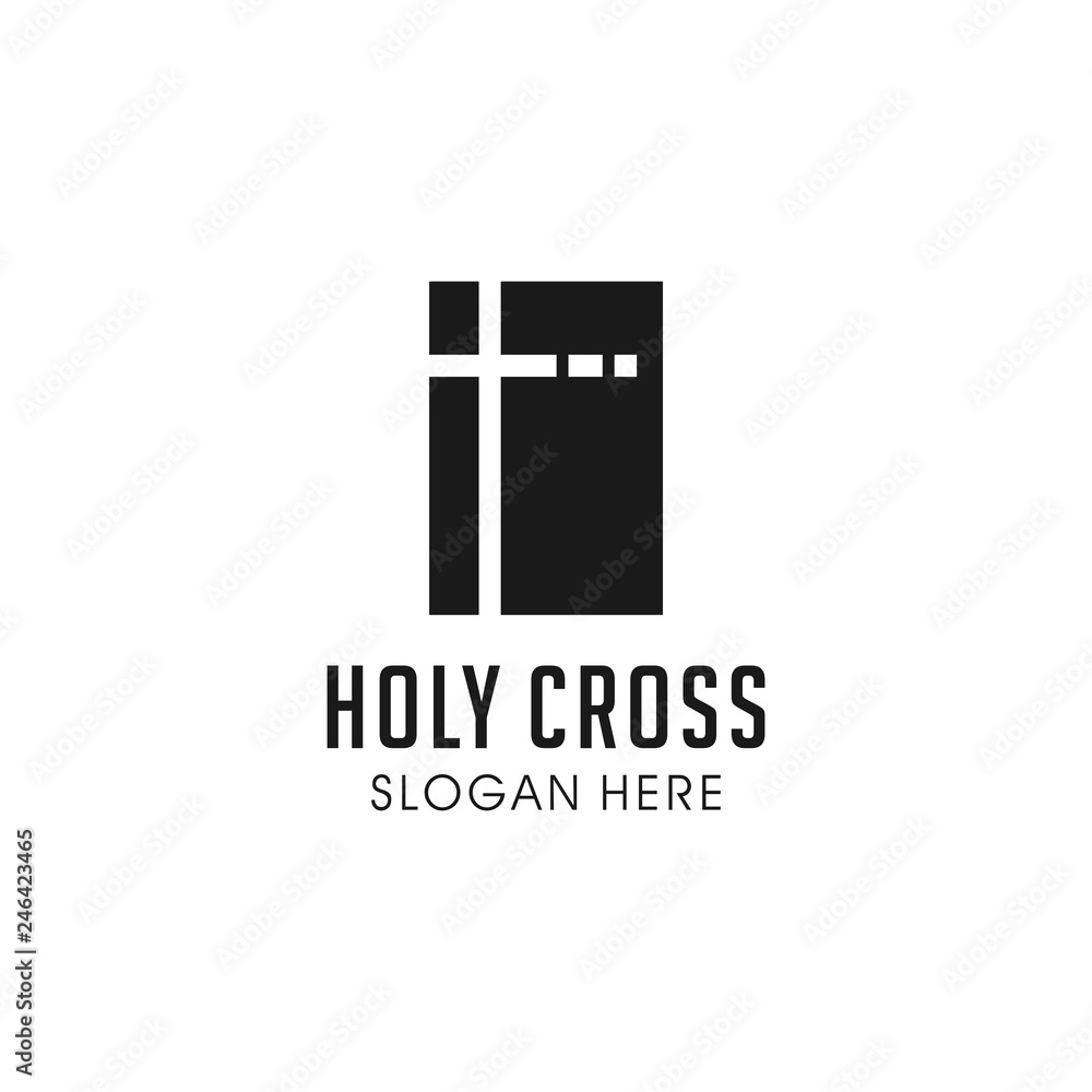 Simple Rectangle Book Holy Church Christian Cross Logo Modern Vector