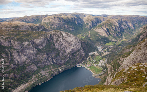 Lysebotn at Lysefjord as viewed from Kjerag mountain Forsand Rogaland Norway Scandinavia © Dmitry Naumov