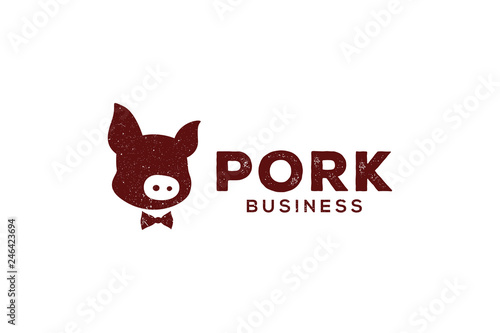 Head of Pork Restaurant Business Simple Logo Design