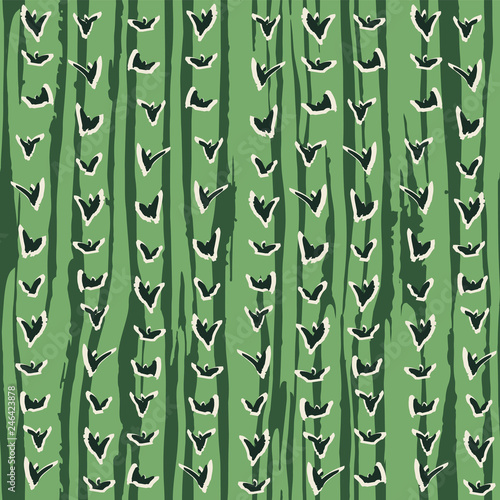 Abstract hand drawn striped design with spiky organic forms. Cactus skin inspired seamless vector pattern.