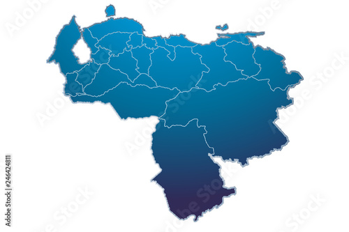 Mapa azul de Venezuela.