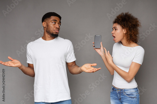 Girlfriend asking for explanation to her cheater boyfriend photo