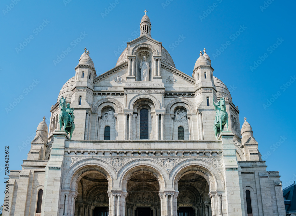 Afternoon exterior view of the Basilica of the Sacred Heart of Paris