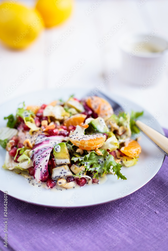 Salad with  tangerines and avocado