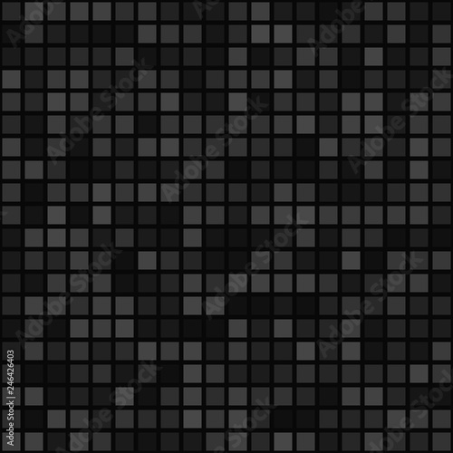 Abstract seamless pattern of small squares or pixels in gray and black colors