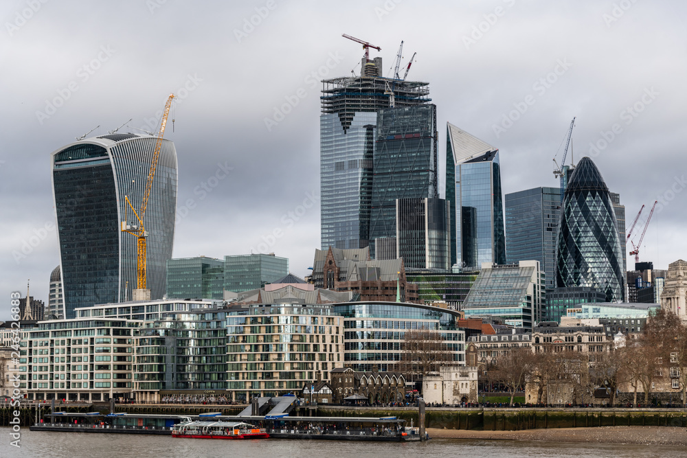 City of London - construction skyline of the global financial center.
