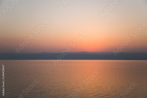 Sunset on the Dead Sea in Jordan