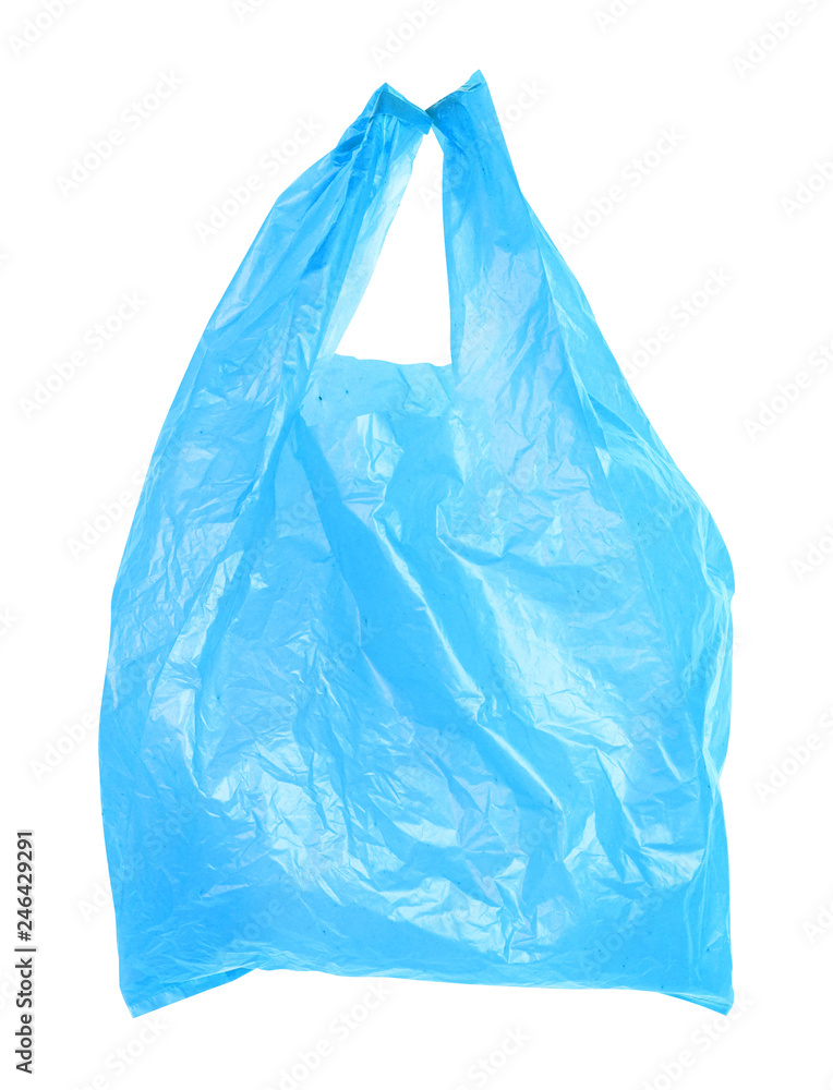 Blue plastic bag isolated on white background with clipping path Blue plastic bag isolated on white background with clipping path