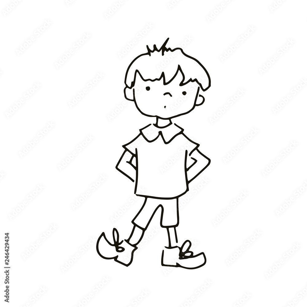 simple children's coloring page, children's drawing a little boy, vector sketch simple children's coloring page, children's drawing a little boy, vector sketch