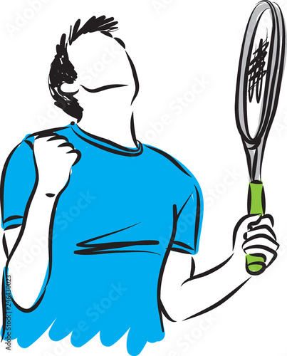 win gesture tennis player illustration
