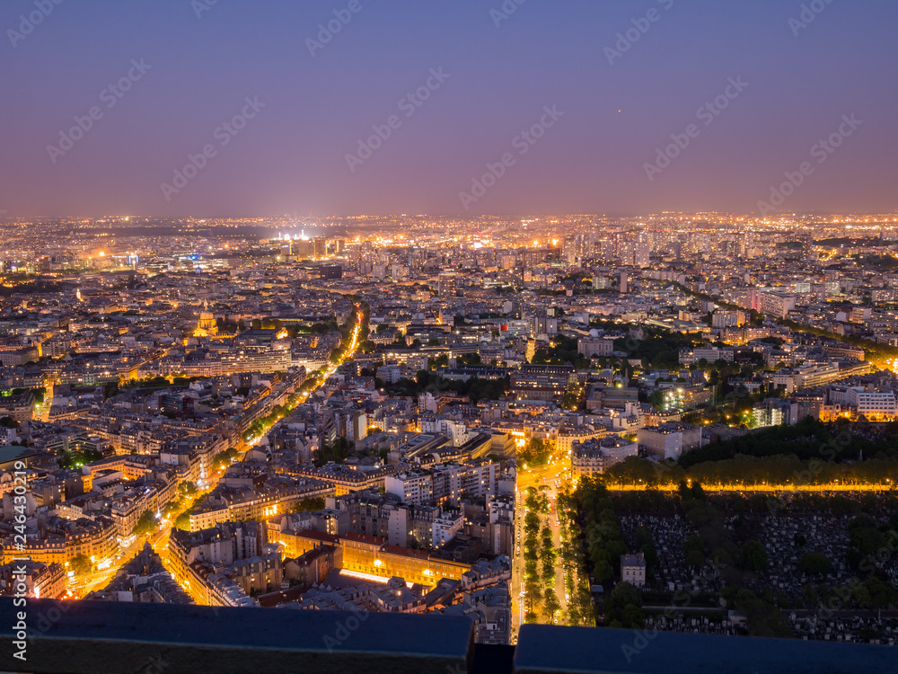 Night view of the famous Eiffel Tower