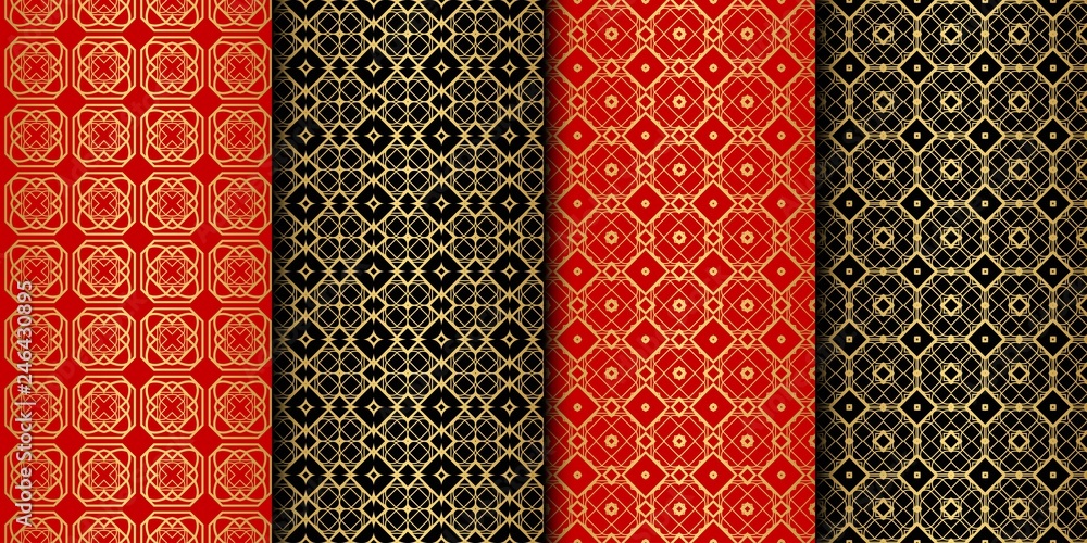 Set Of Retro geometric Pattern. Seamless Ornament. Arabesque. Vector Illustration. Purple Color. For Design, Invitation Wedding, Valentine's, Background, Wallpaper Set Of Retro geometric Pattern. Seamless Ornament. Arabesque. Vector Illustration. Purple Color. For Design, Invitation Wedding, Valentine's, Background, Wallpaper