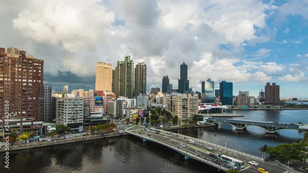 KAOHSIUNG, TAIWAN - MAY 04 2018: View of downtown Kaohsiung financial district on May 04, 2018 in Kaohsiung KAOHSIUNG, TAIWAN - MAY 04 2018: View of downtown Kaohsiung financial district on May 04, 2018 in Kaohsiung