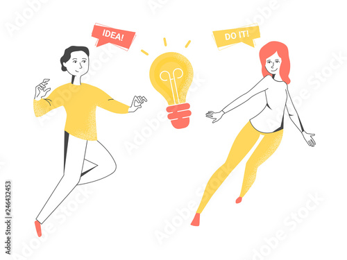 Wallpaper Mural Effective teamwork, brainstorm, search and implementation of ideas. Modern stylish illustration in flat style.  Torontodigital.ca