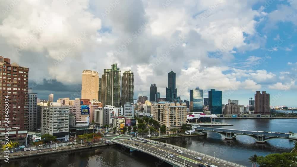 KAOHSIUNG, TAIWAN - MAY 04 2018: View of downtown Kaohsiung financial district on May 04, 2018 in Kaohsiung KAOHSIUNG, TAIWAN - MAY 04 2018: View of downtown Kaohsiung financial district on May 04, 2018 in Kaohsiung