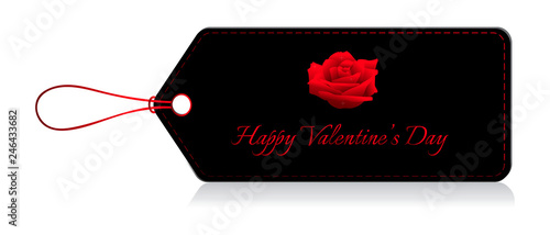 Happy Valentine day, Label valentine's red rose tag